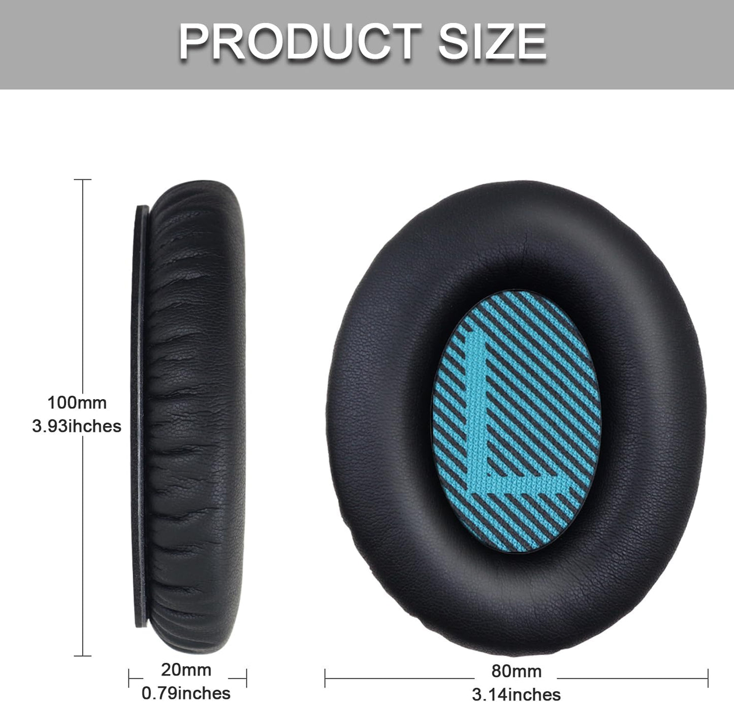 Ear Pads for Bose Quiet Comfort 35 Soft Protein Leather Replacement Earpads Ear Cushions Ear Pad for Bose QC 45/35 / 25/15 QC2 / Ae2 / Ae2i / Ae2W / Sound Link/Sound True (QC25-Black&Blue)