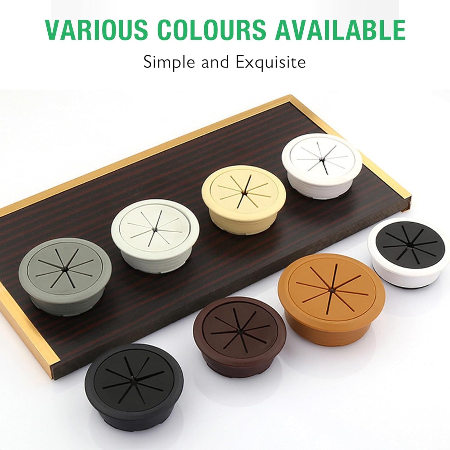 10 Pcs Desk Grommet 2" / 50 mm, Desk Hole Cover for Cables Coffee, Cable Grommet ABS Plastic, Desk Hole Grommet for Home & Office Pc, Detachable Cable Cord Organizer