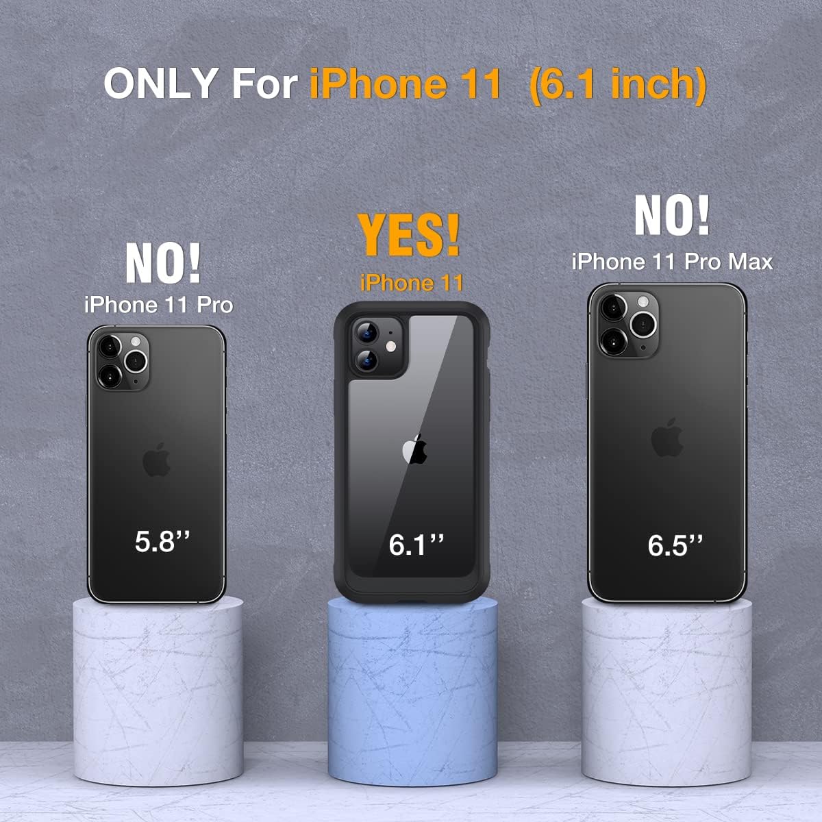 Miracase Glass Series for iPhone 11 Case 6.1 inch, Upgraded Full-Body Rugged Phone Bumper Case Cover with Built-in 9H Tempered Glass Screen Protector and Camera Protector, Black