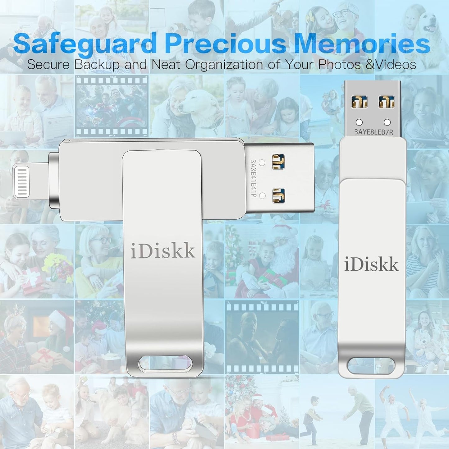App-le Mfi Certified 128GB iDiskk iPhone Flash Drive,for Photos and Videos,Photo Stick, iPad Flashdrive,iPhone USB Storage, iPad iPhone Photo Storage Stick,for Mac,iPad,PC Thumb Drive Auto Backup