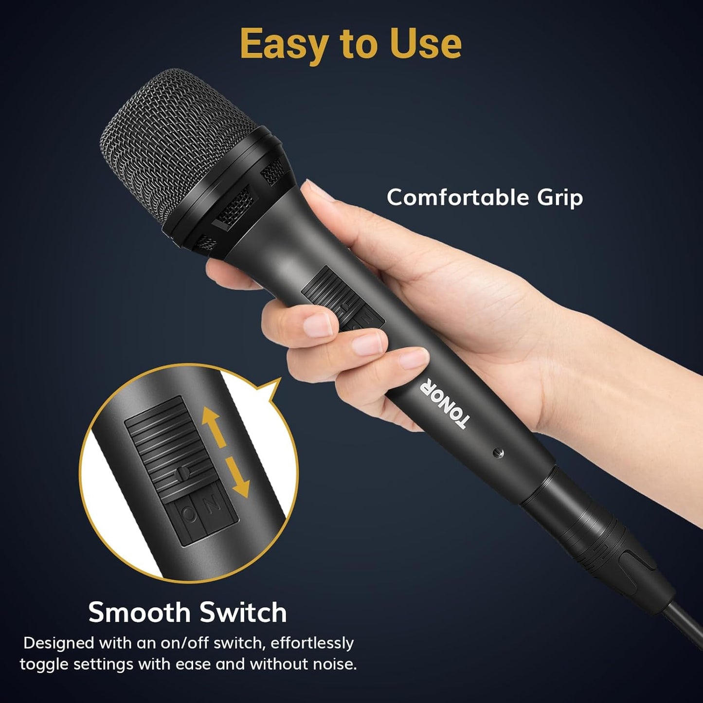 TONOR Professional Vocal Microphone for Singing, Dynamic Handheld Wired Karaoke Mic, Cardioid Studio Microfono with 4.5M XLR to 1/4" Cable, for Speakers/Mixer Machine/Amp/Speech/Karaoke and Outdoors