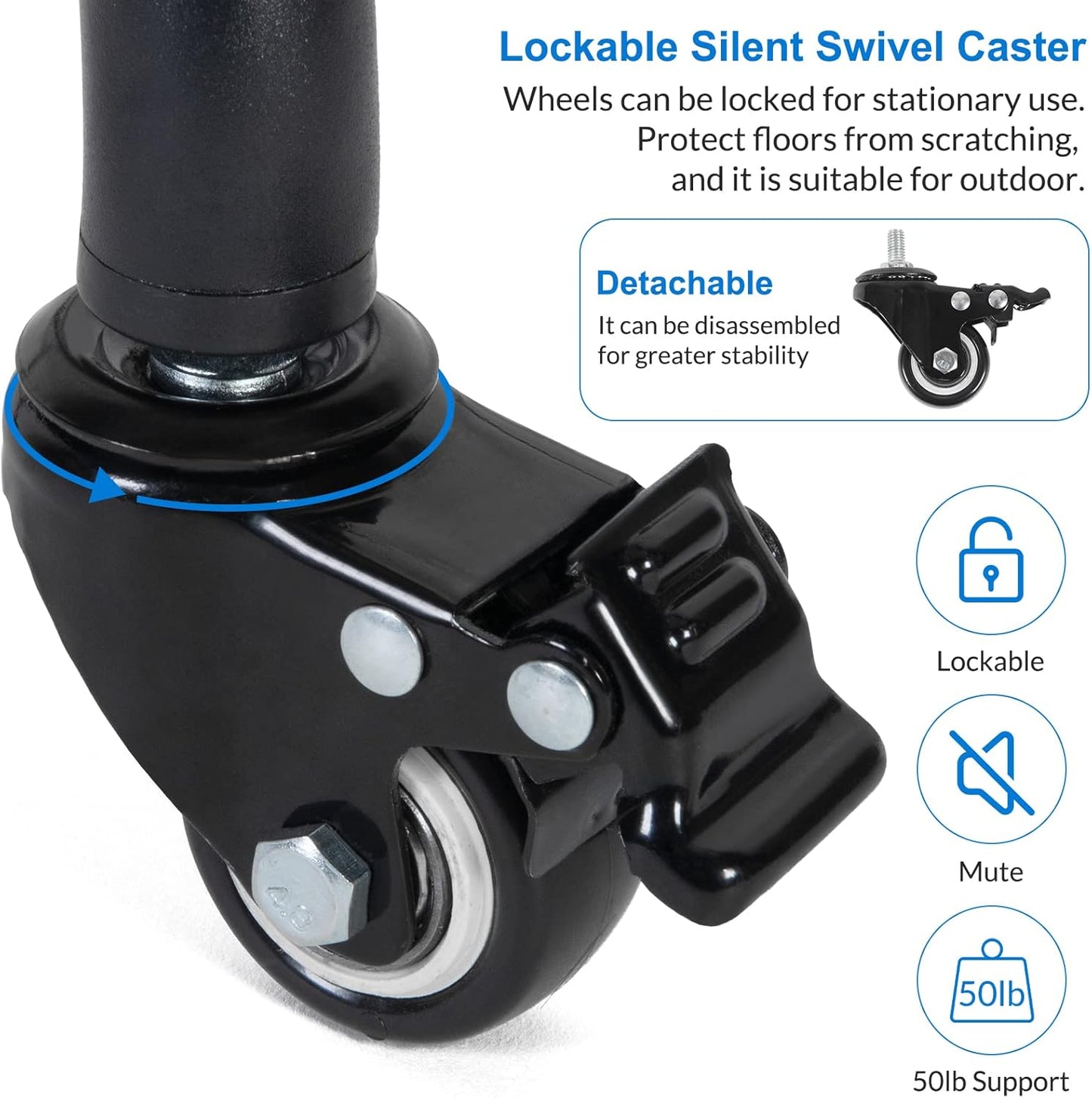 Laptop Tripod on Wheels with 2 Shelves, Portable Projector Floor Stand Adjustable Height 25.9 to 51.8 Inch with Phone Holder