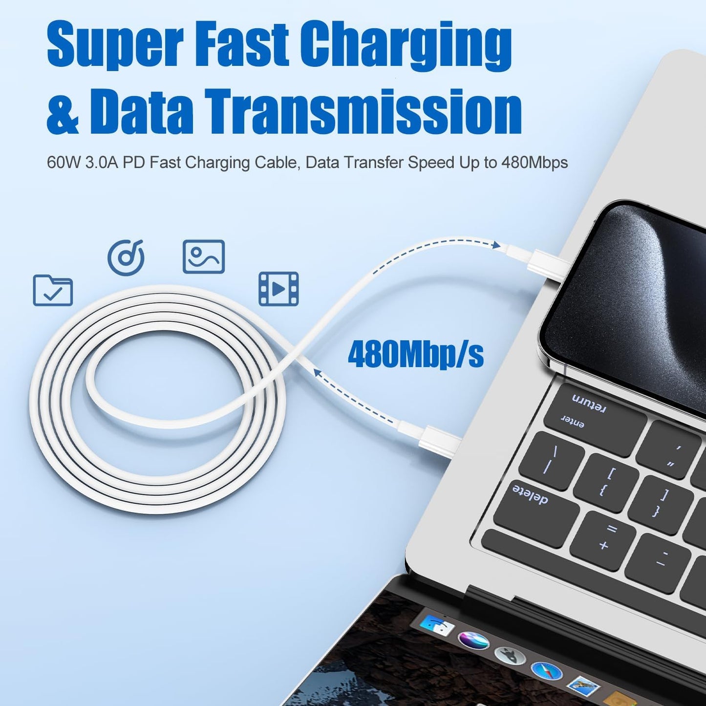 iPhone 15 Pro Charger Fast Charging, 2Pack 20W PD USB C Wall Charger Type C Block with USB C to C Fast Charging Cable Cord Compatible with Apple iPhone 15/15 Pro/15 Pro Max/15 Plus, iPad Pro/Air/Mini