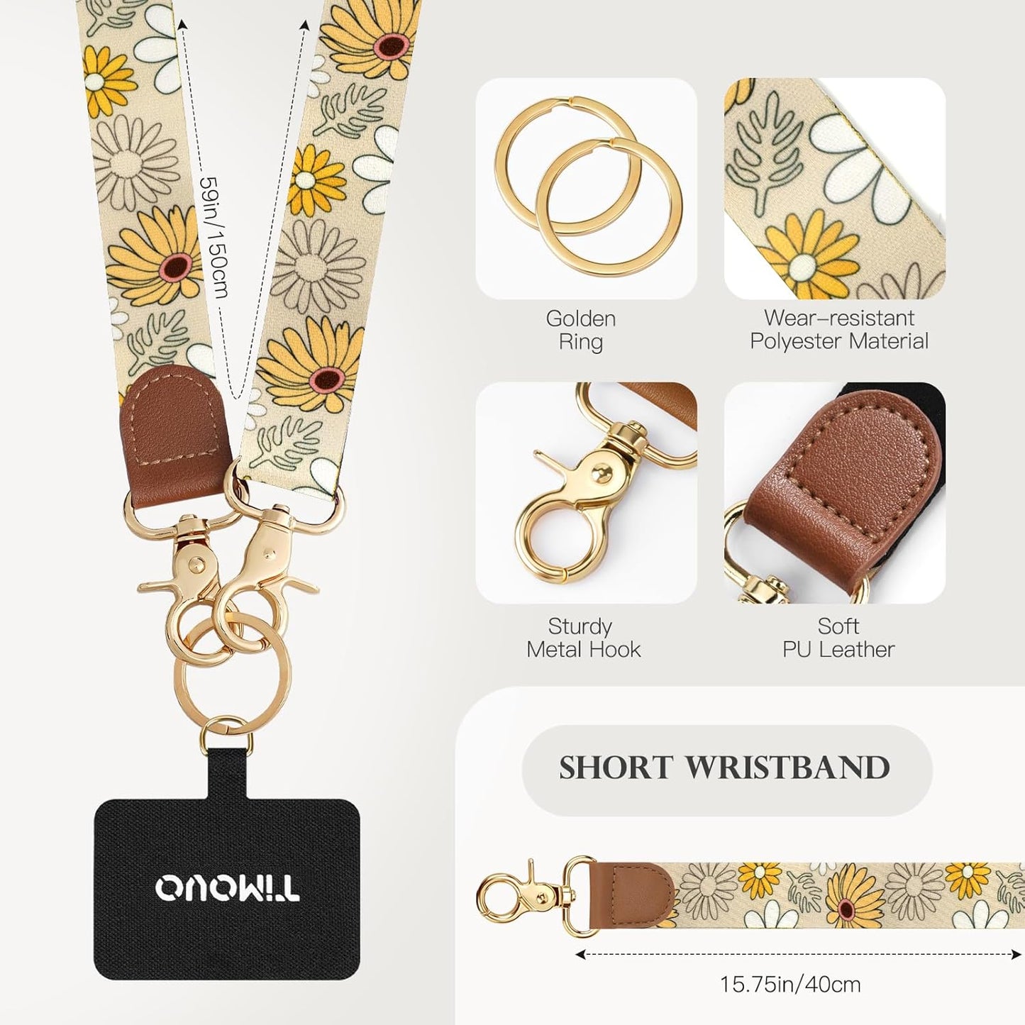 TiMOVO Phone Lanyard Crossbody Wrist Strap, Adjustable Anti-Theft Strap for Smartphone Case