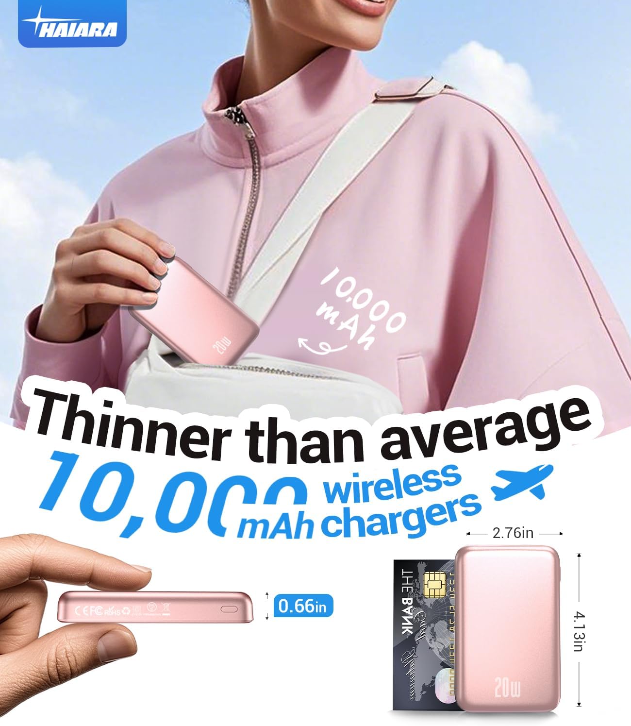 for Magsafe Battery Pack, 10000mAh Magnetic Portable Charger with USB-C Cable 20W Fast Charging, Slim & Lightweight Wireless Power Bank for iPhone 16/15/14/13/12 Series, for Travel Cruise Essentials