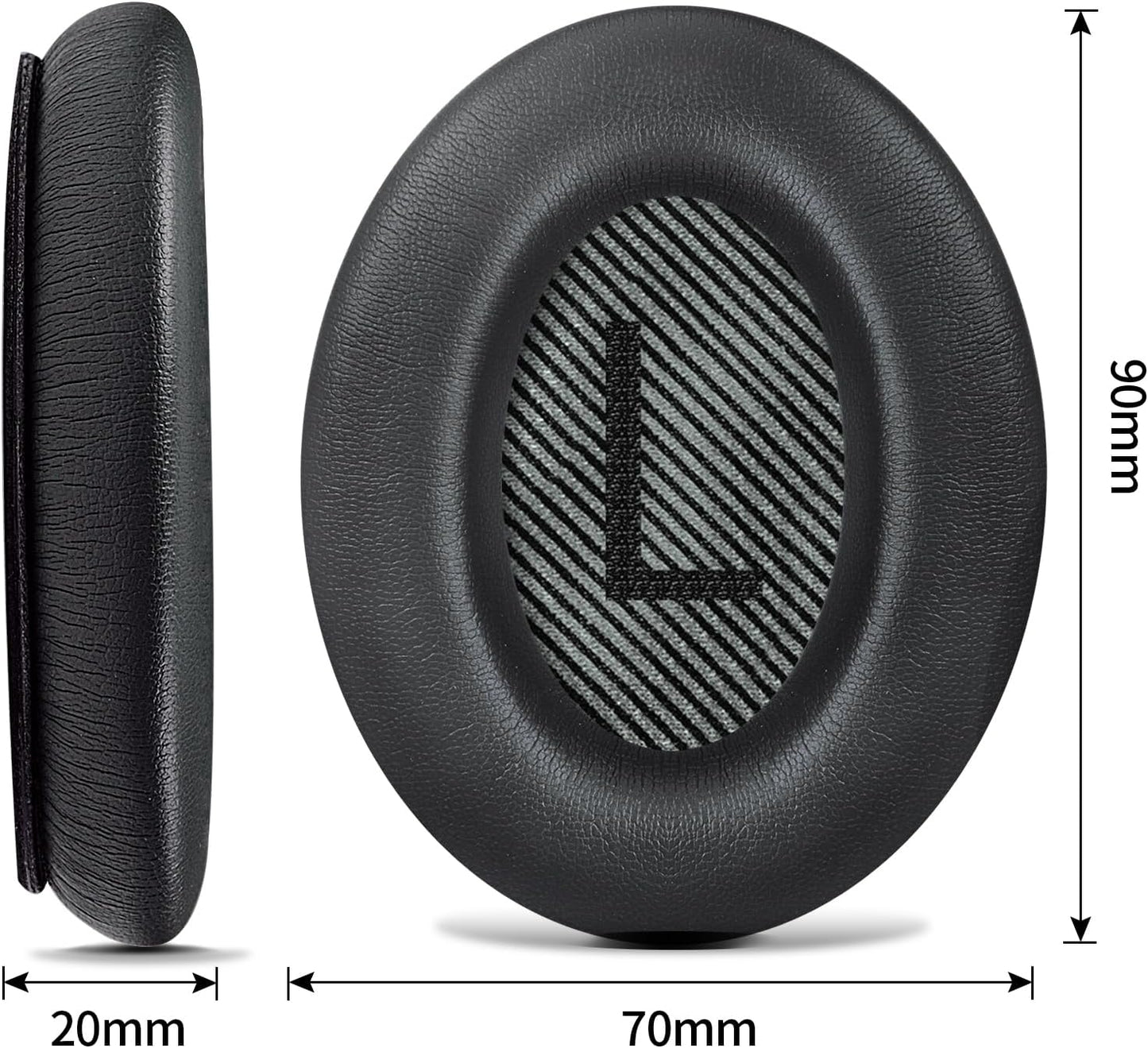 Headphones Replacement Ear Pads, Protein Leather earpad Cushions for Bose AE2/QC15/QC25 Headphones, Replacement Earpads, Softer Memory Foam - Black