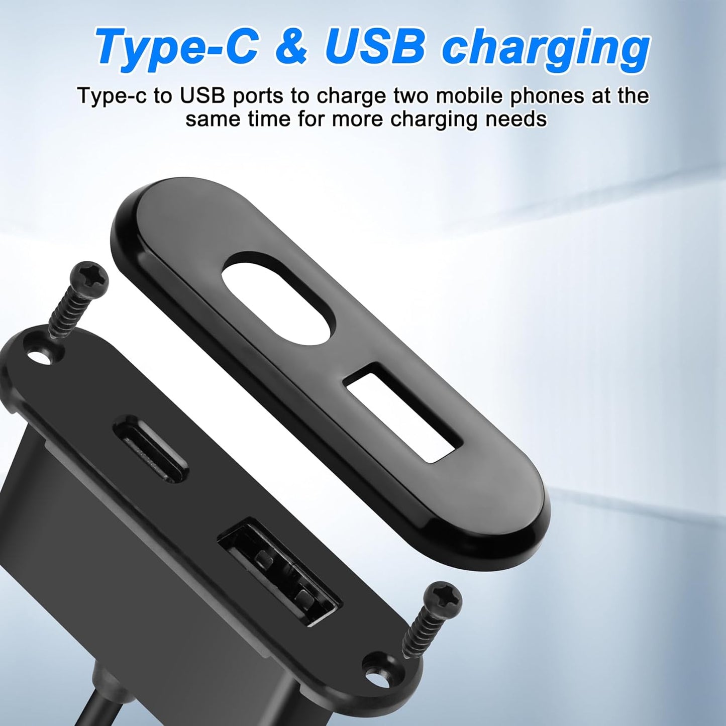 XMSJSIY USB USB C Desk Power Grommet Outlet 5V/2A USB/Type-C Embedded Charging Port Phone Desktop Charger Scoket Station for Sofa Table Bedside Workbench Office,Home-1.2M/3.9FT