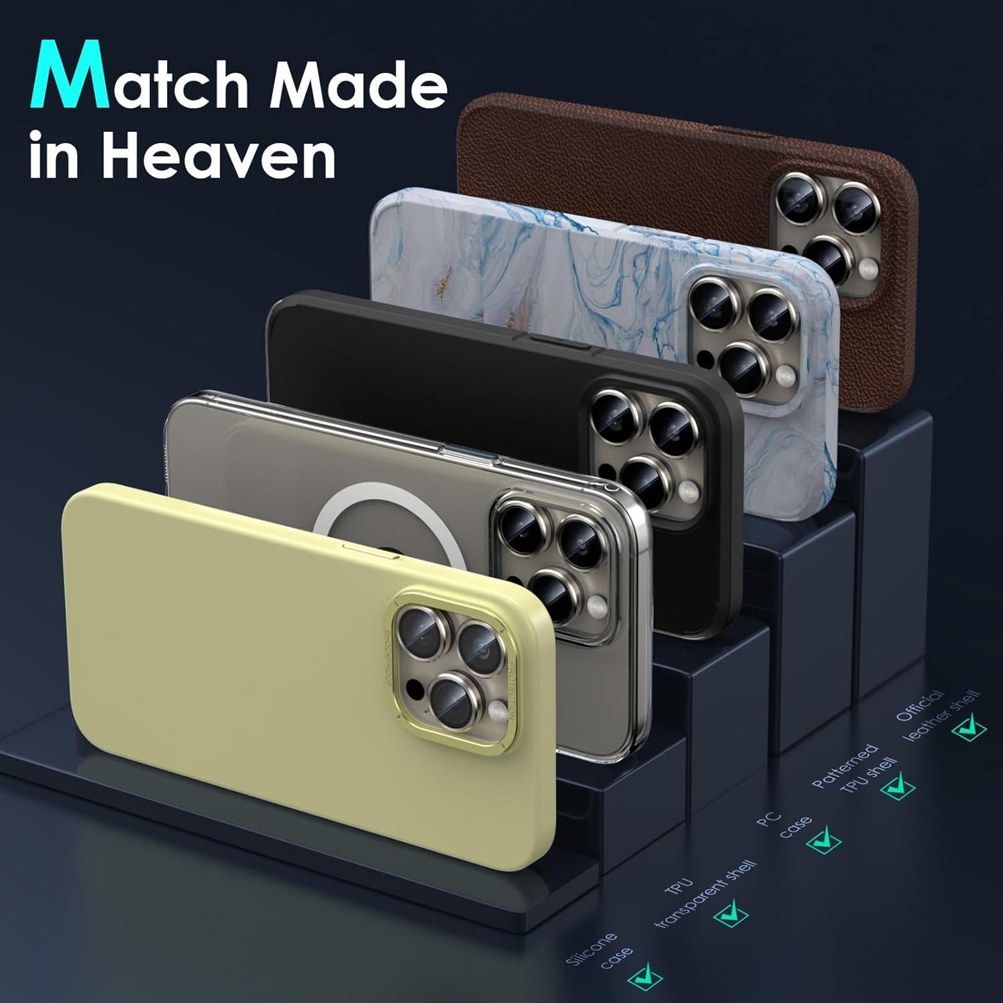 YWXTW Camera Lens Protector for iPhone 15 Pro/iPhone 15 Pro Max, [1 Step Installation Tray] Tempered Glass Screen Protector Metal Individual Camera Cover Accessories Case Friendly (Natural Titanium)