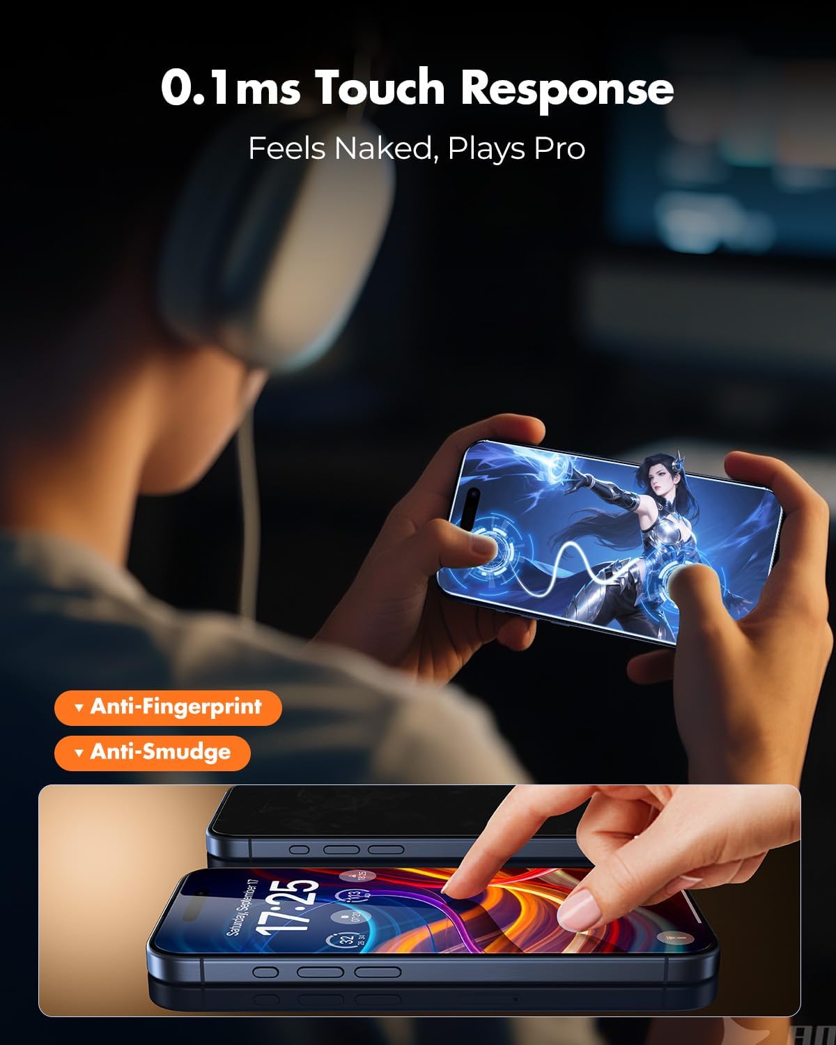 UNBREAKcable Anti-Glare Screen Protector for iPhone 15 Pro [2-Pack], 9H Hardness Tempered Glass, Anti-fingerprint, Enhanced Clarity, Anti-Blue Light, Easy to Install, Polishing Cloth Included