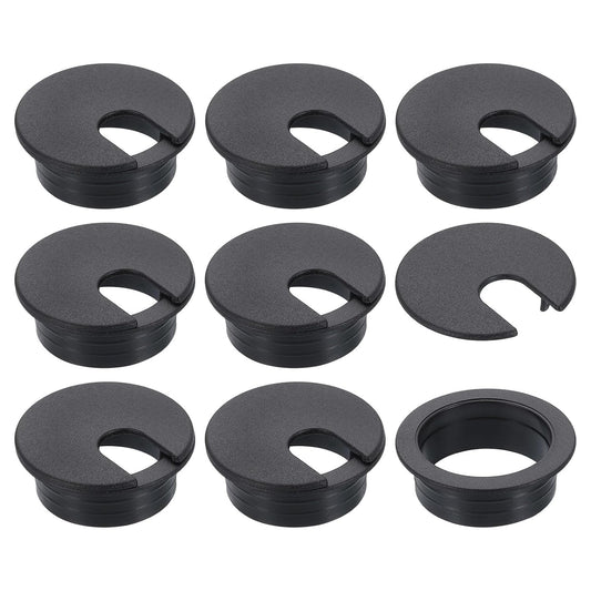 uxcell 8 Pcs 35mm (1.38 Inch) Desk Grommet, Plastic Cable Hole Cover, Wire Cord Cable Organizer for Home Office Computer Desk Cabinet, Black