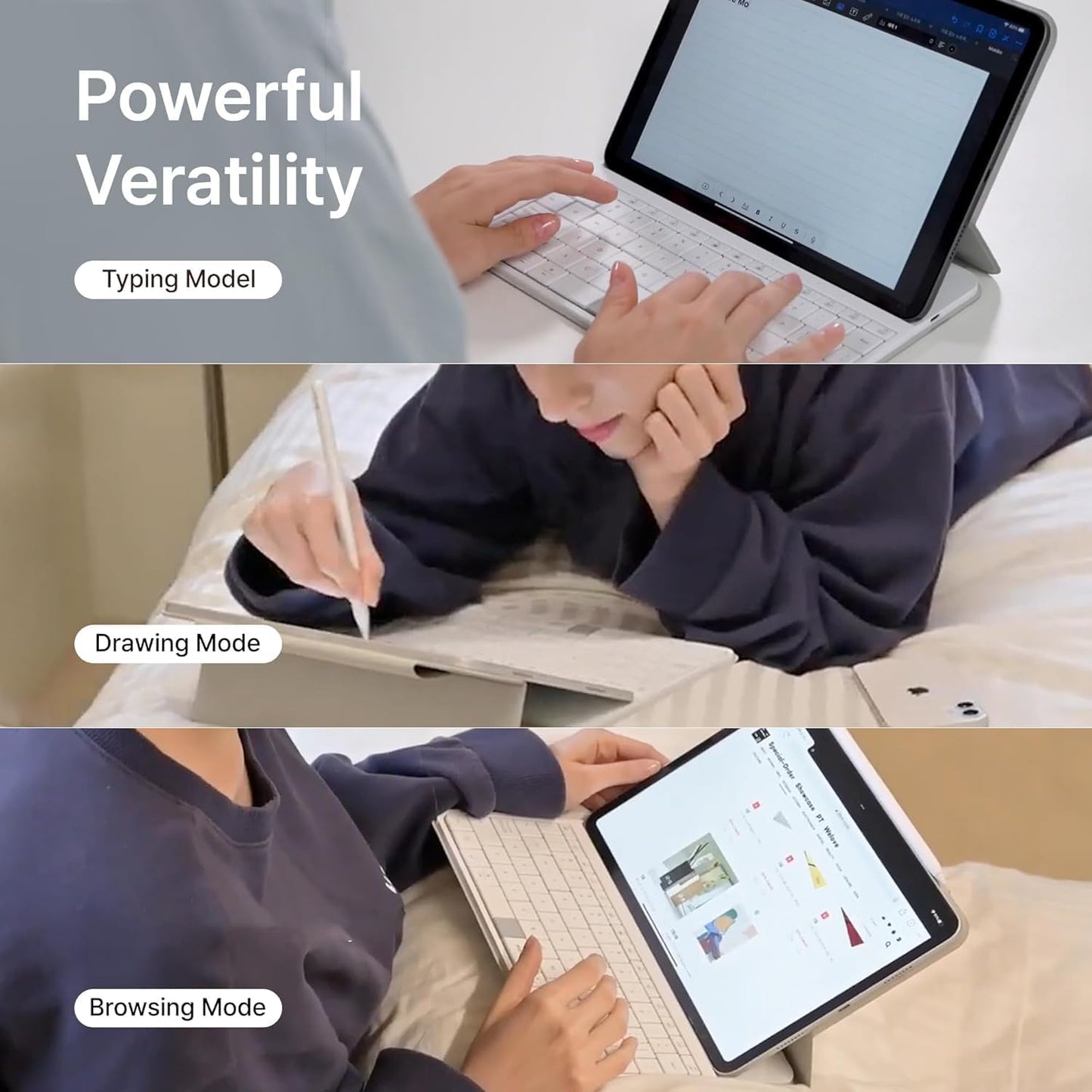 MOKIBO Fusion Keyboard, iPad Pro 12.9" Case, Wireless Touchpad Keyboard with Built-in Trackpad, Bluetooth