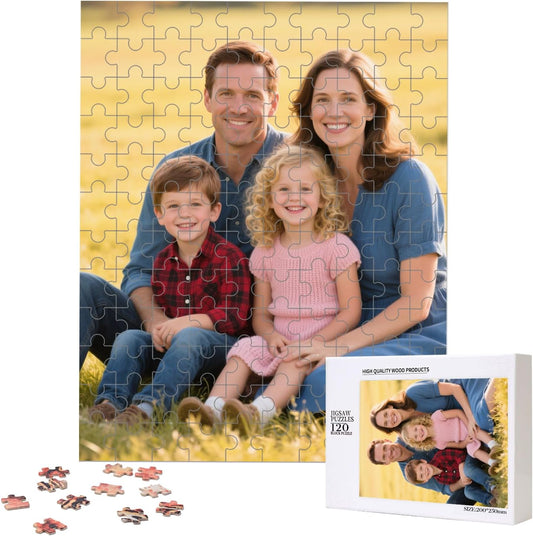 Custom Puzzle, Personalized Puzzle for Photos, Customized Puzzle 120/200/300/500/1000/1500 Pieces for Family, Christmas, Pet, Birthday, Wedding Gift