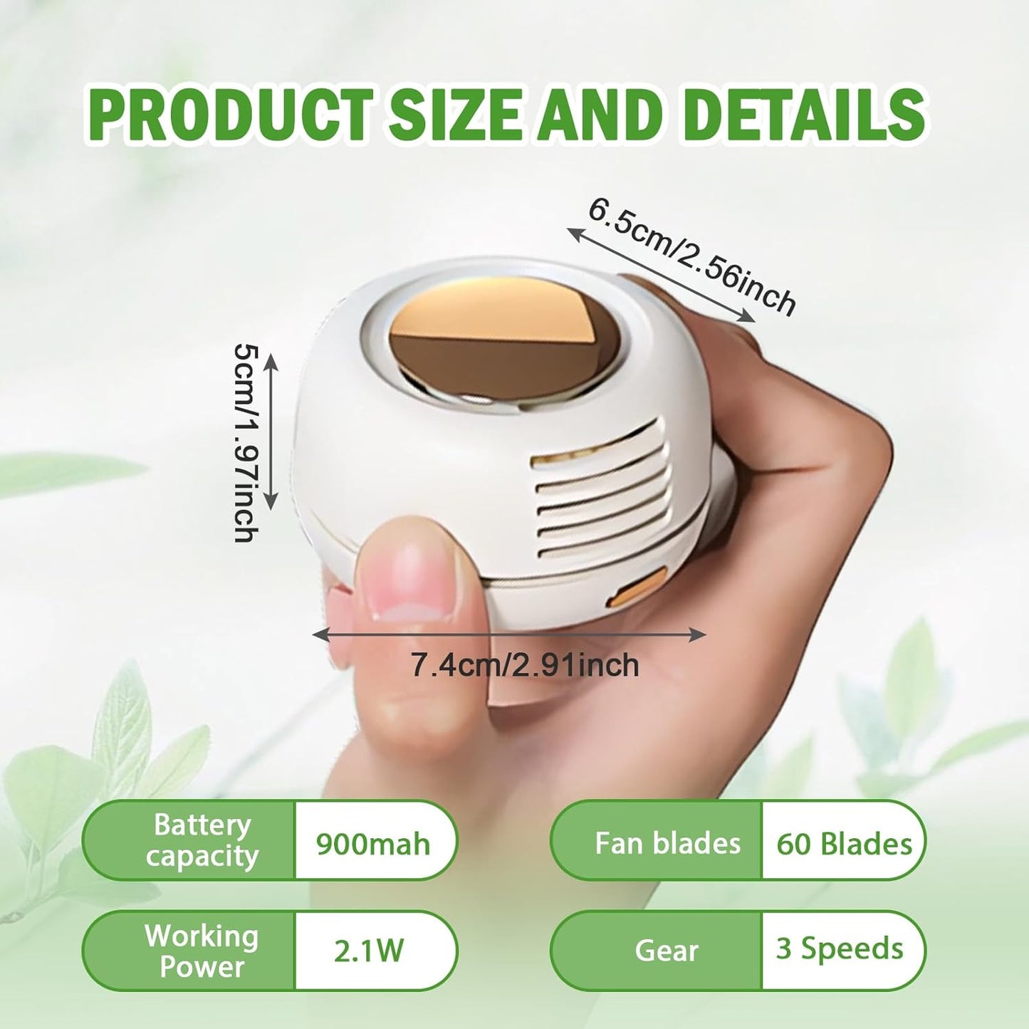 Portable Silent Mini Bladeless Fan Clip on, Portable Silent Mini Bladeless Electric Fan, For Outdoor & Travel & Office, Travel Accessories, Gift, Adjustable 3-Speed (Type-c, White)