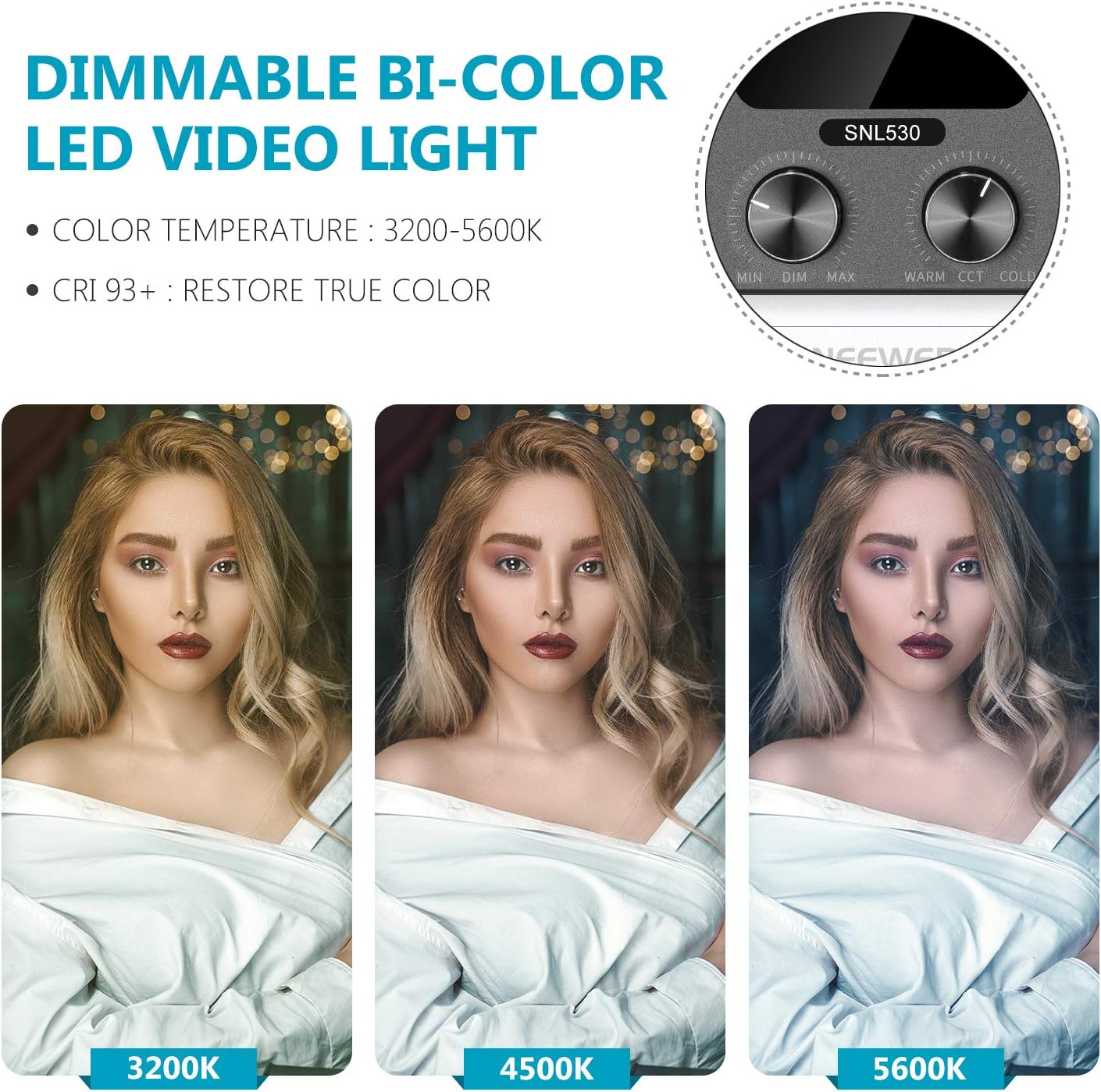 Neewer 2-Pack 530 LED Video Lighting Kit with APP Control, Dimmable Bi-Color 3200K~5600K Video Light with U Bracket, Barndoor, Stand and Bag for Photography/YouTube/Live Streaming/Zoom Meeting