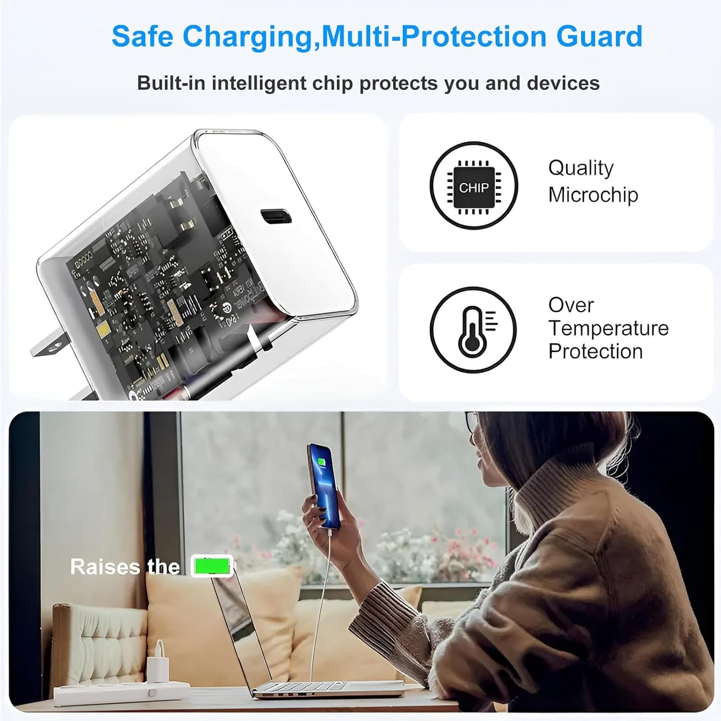 3Pack iPhone Fast Charger[Apple Mfi Certified],10FT iPhone Charger Fast Charging USB C to Lightning Cable with Type C Charger Block Fast Charging Adapter for iPhone 14 13 12 11 Pro Max X Xs Max 8Plus