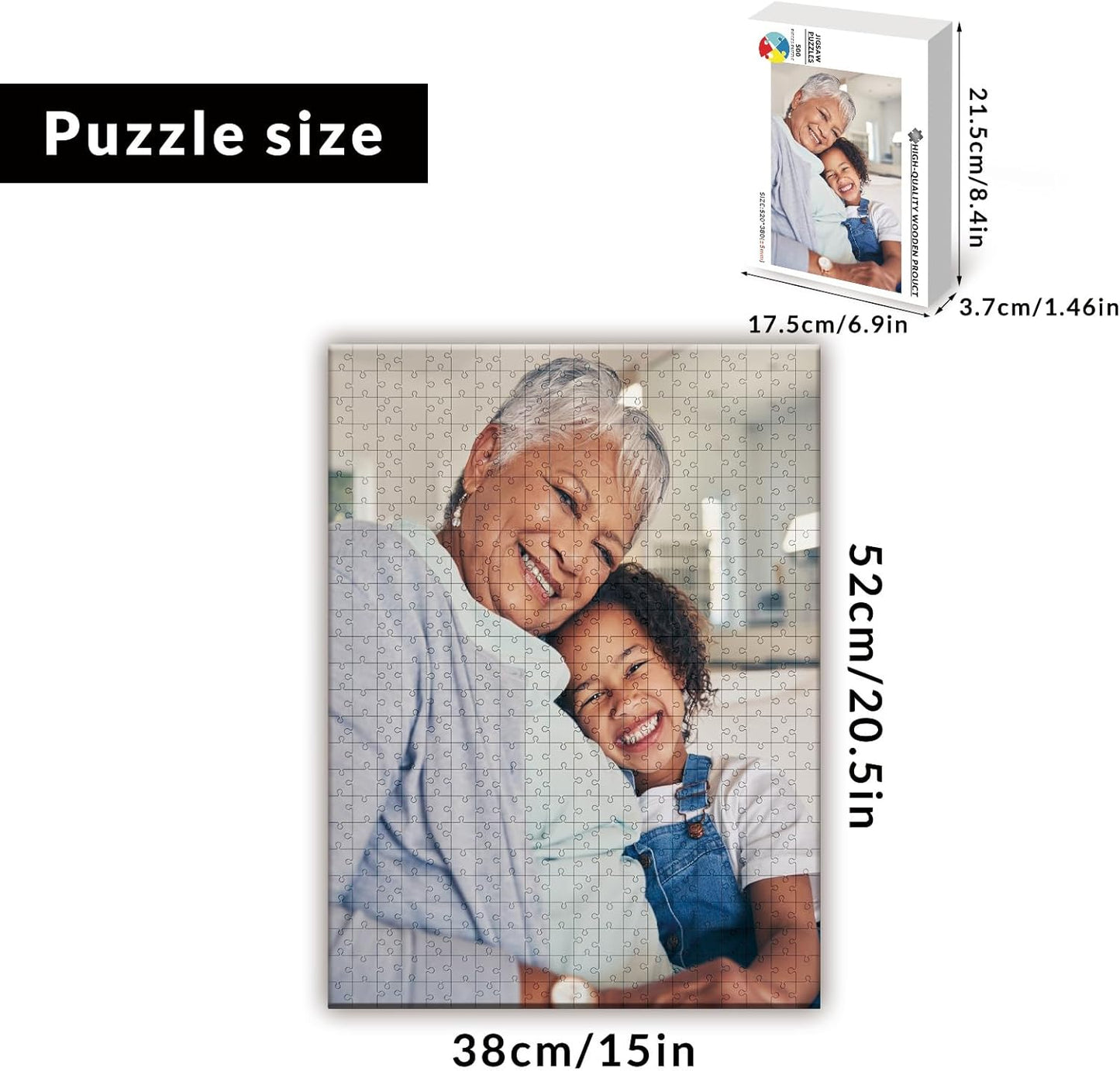 Custom Puzzle from Photos - Personalized 1000/500/300/200/120 Piece Jigsaw Puzzle for Adults & Kids, Unique Wooden Gift for Christmas, Wedding, Anniversary, Birthday