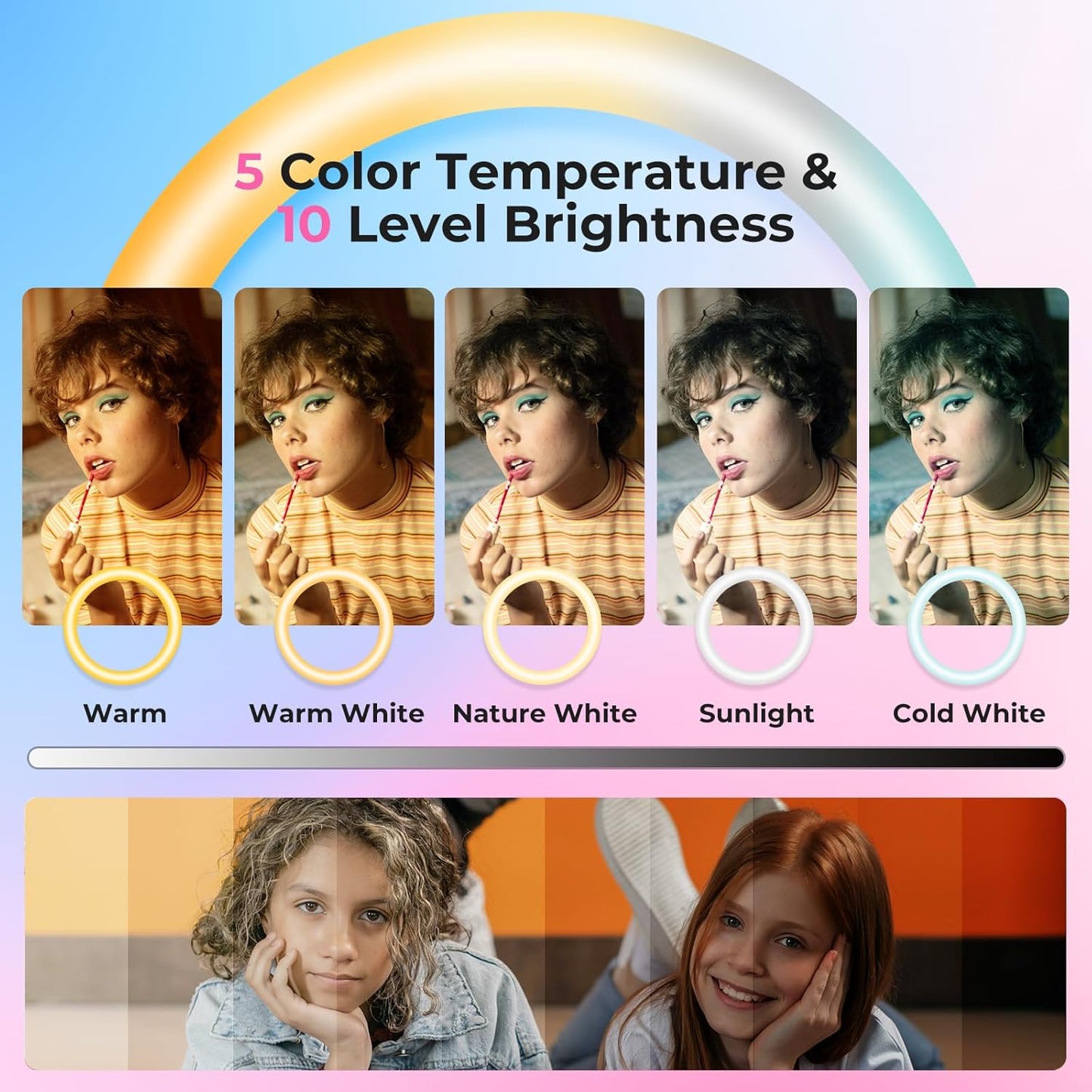 Aureday 14'' Pink Selfie Ring Light with 62'' Tripod Stand and Phone Holder, Dimmable LED Phone Ringlight for Makeup/Video Recording/Photography, Circle Lighting for Cell Phones&Lightweight Cameras