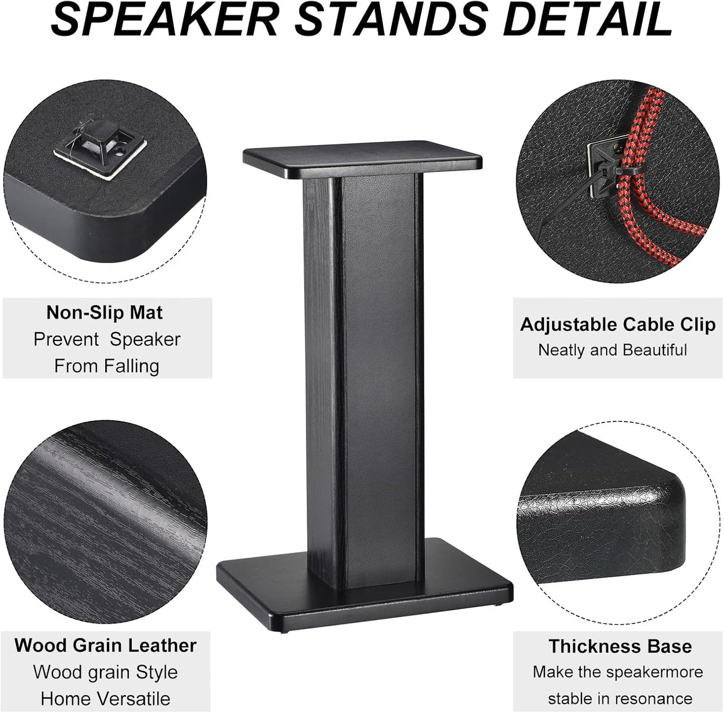 MECCANIXITY Wood Speaker Stands, 2 Pack 19.7 Inch (50cm) Universal Speaker Stand Hollowed Bases Enhanced Audio Listening for Home Theaters Cinema
