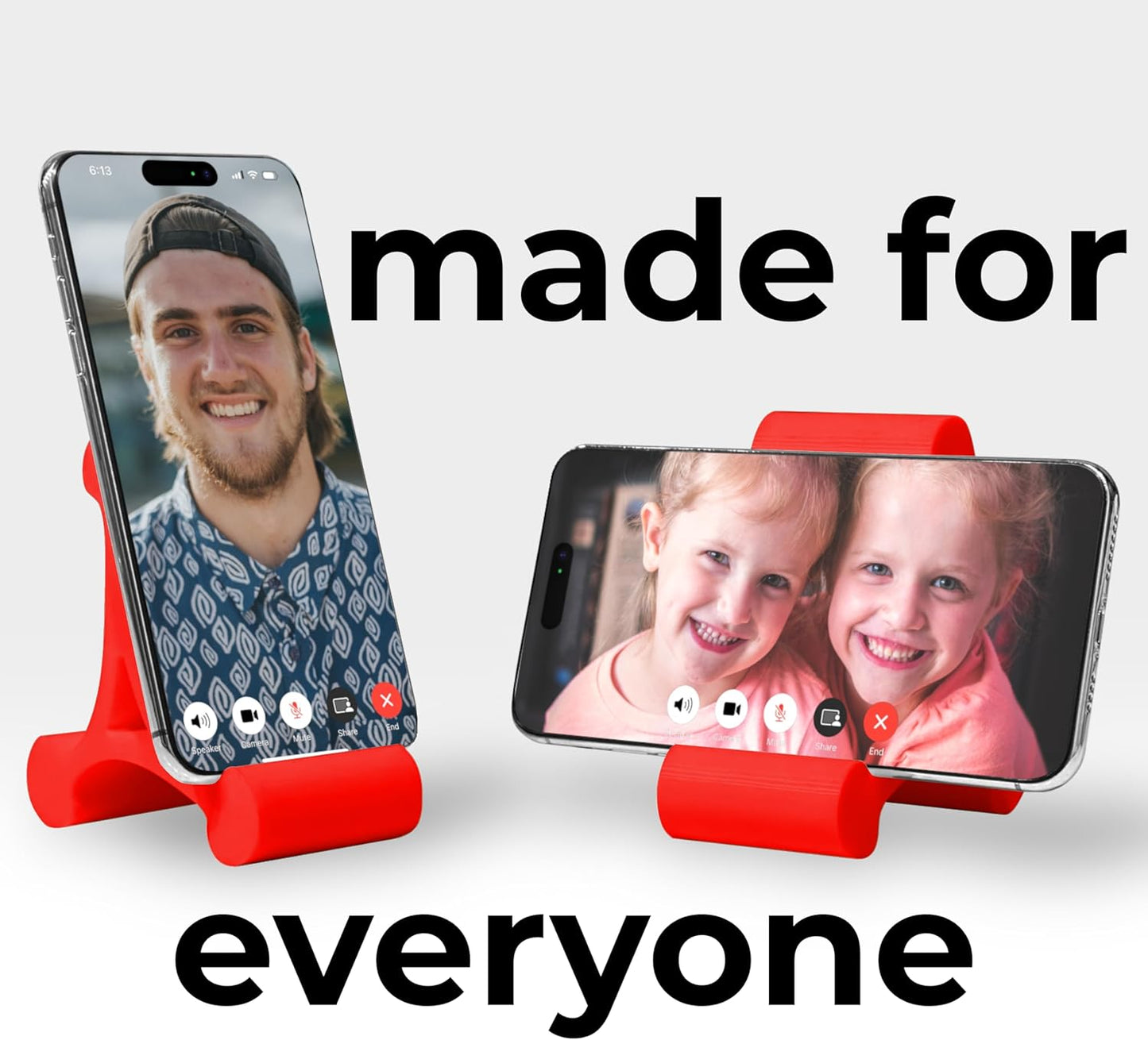 Skalene Phone Stand - 100% Silicone Rubber, Adjustable Phone Holder, Prop, Rest - Desk, Office, Home, Kitchen Accessory (Flash Red)