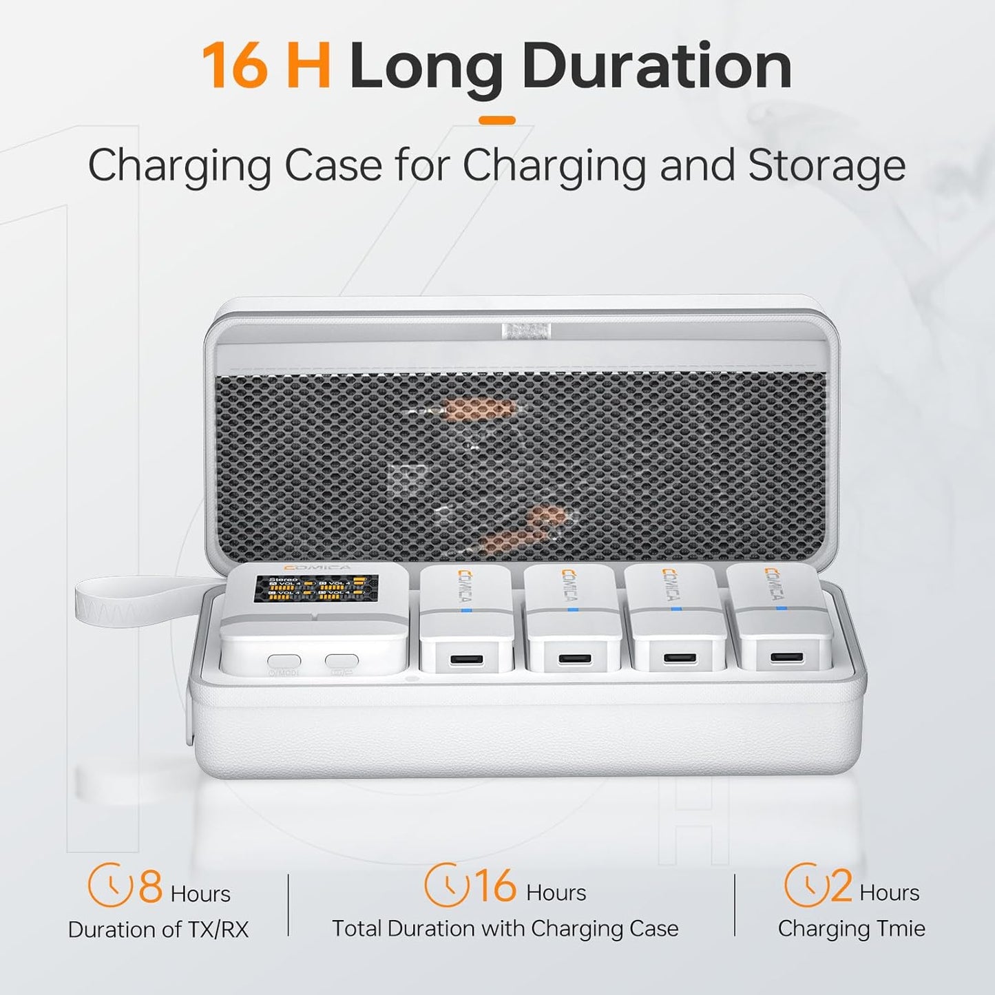 COMICA Vimo Q 4 Channel Wireless Lavalier Microphone System with Noise Cancellation, 4 Audio Tracks Output, 656ft Range, Wireless Mic for DSLR Camera, iPhone, Android,Recording Livestream(White)