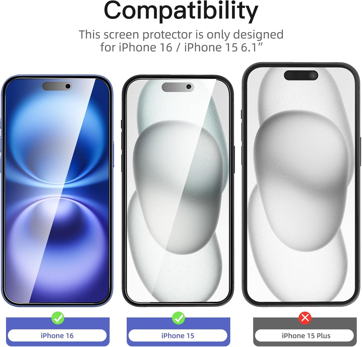 NEW'C 3 Pack Privacy for iPhone 16, iPhone 15 Screen Protector (6.1 inches), Anti-Spy Tempered Glass Film,Enhanced 28-Degree Privacy Angle with easy installation tool included