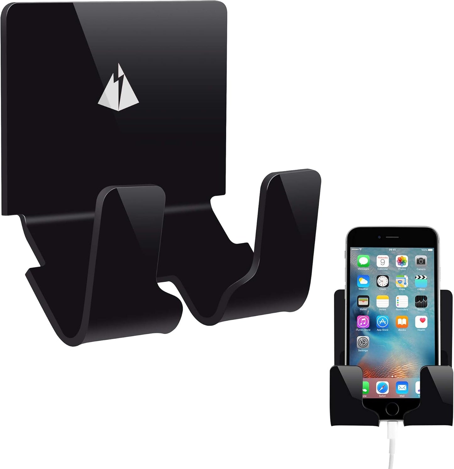 TXEsign Adhesive Wall Phone Holder Mount for Smartphones iPhone External Battery Wall Holder Mount (Black)