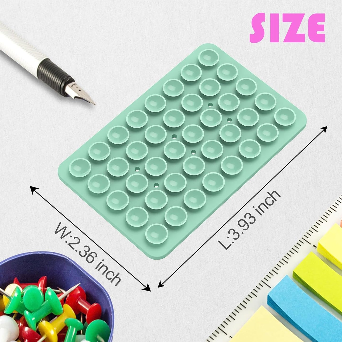 2PACK Silicone Double Sided Suction Phone Case Mount, Detachable Hands Free & Strong Grip Holder for Selfies & Videos, Compatible iPhone Android (Turquoise, 2Pack 40 Suction Cups)