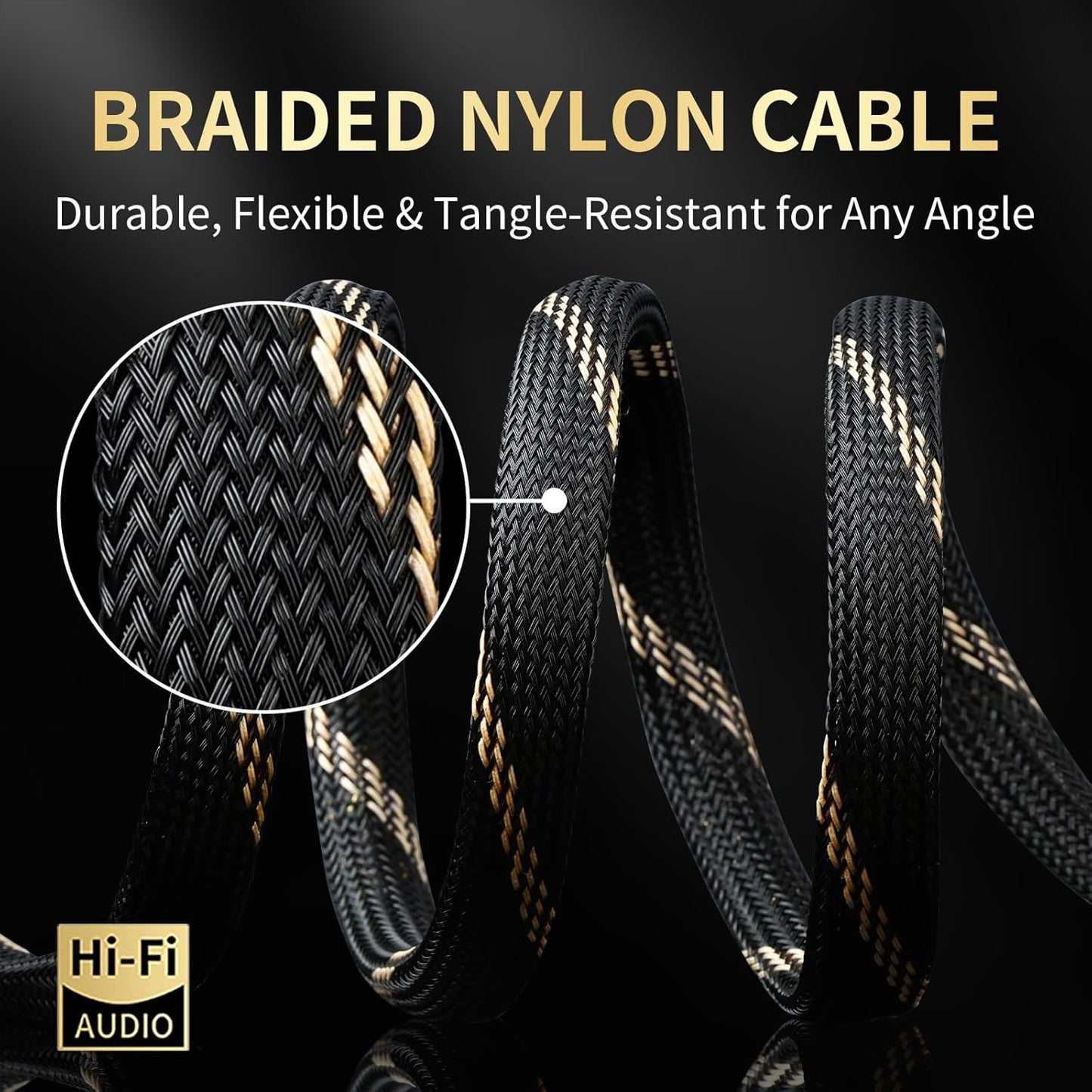 9 AWG Audiophile HiFi Speaker Audio Cable–4N OFC Core,24K Gold-Plated Banana Plugs with Nylon Braid,Compatible with Amplifier,Speakers,AV Receiver & Home Theater(8.20ft/2.5m) 2-Pack