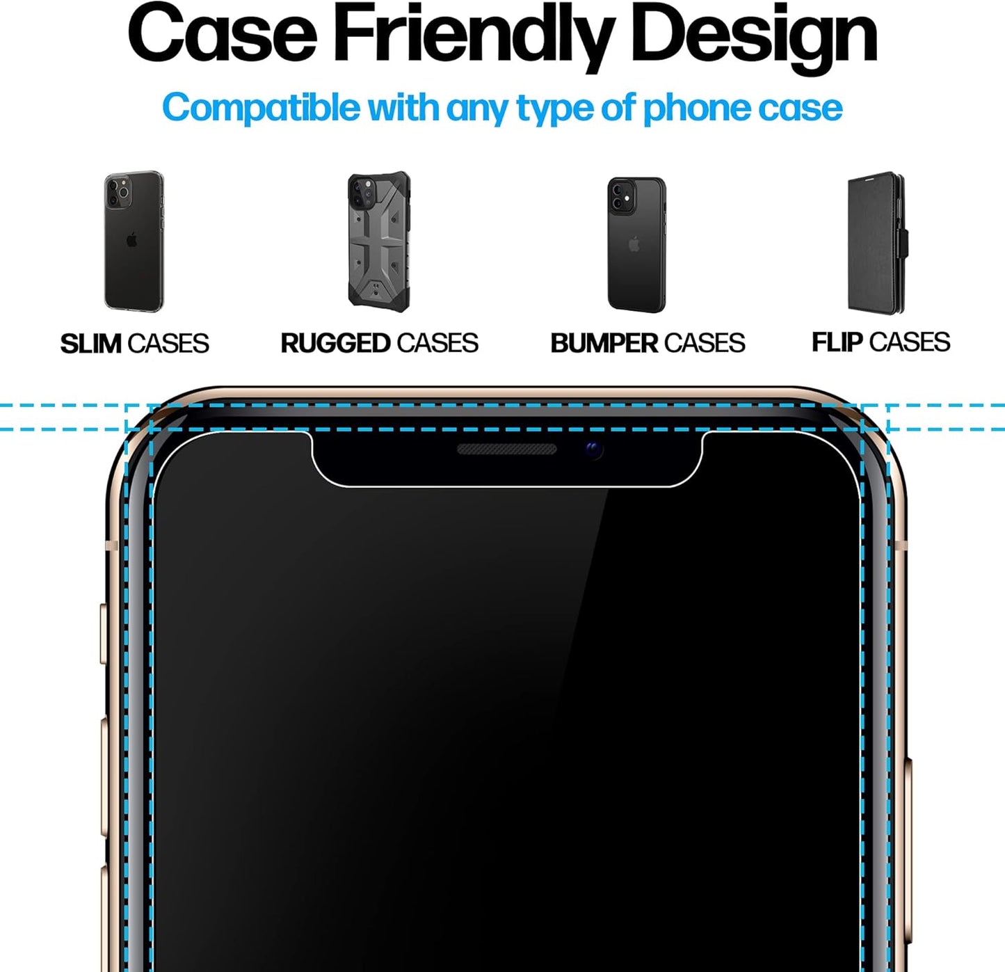 Power Theory Designed for iPhone Xs Max Screen Protector Tempered Glass [9H Hardness], Easy Install Kit, 99% HD Bubble Free Clear, Case Friendly, Anti-Scratch, 2 Pack