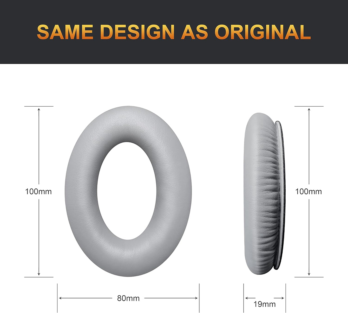 BINGLE Upgraded QC35 Replacement Ear Pads for Bose & Sound Insulation Bose QC35 ii Replacement Ear Pads, Added Thickness QC35 Replacement Headphone Pads with Soft Leather, Memory Foam Gray