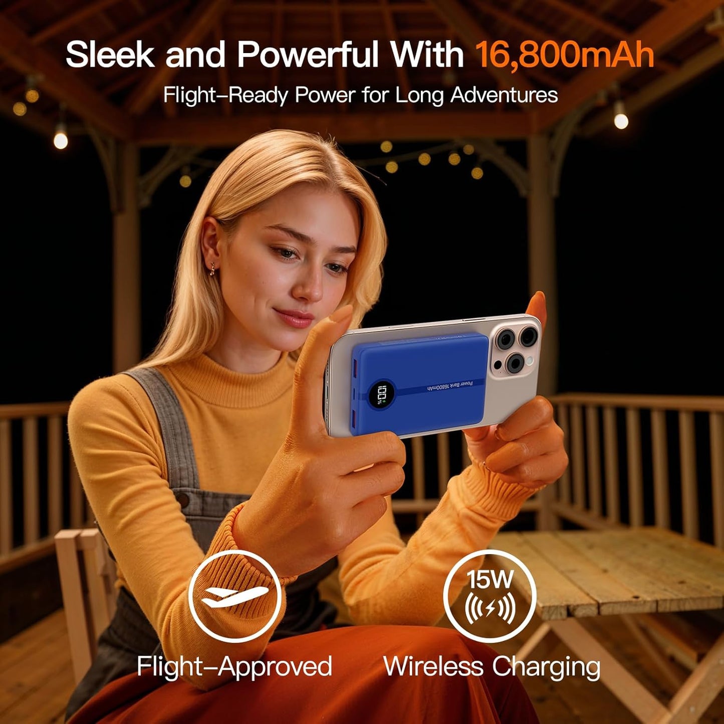 Magnetic Portable Charger, 16800mAh Wireless Power Bank, with 20W USB-C Fast Charging and LED Digital Display Magnetic Battery Pack, Compatible with iPhone 16/15/14/13/12 Full Series (2025)