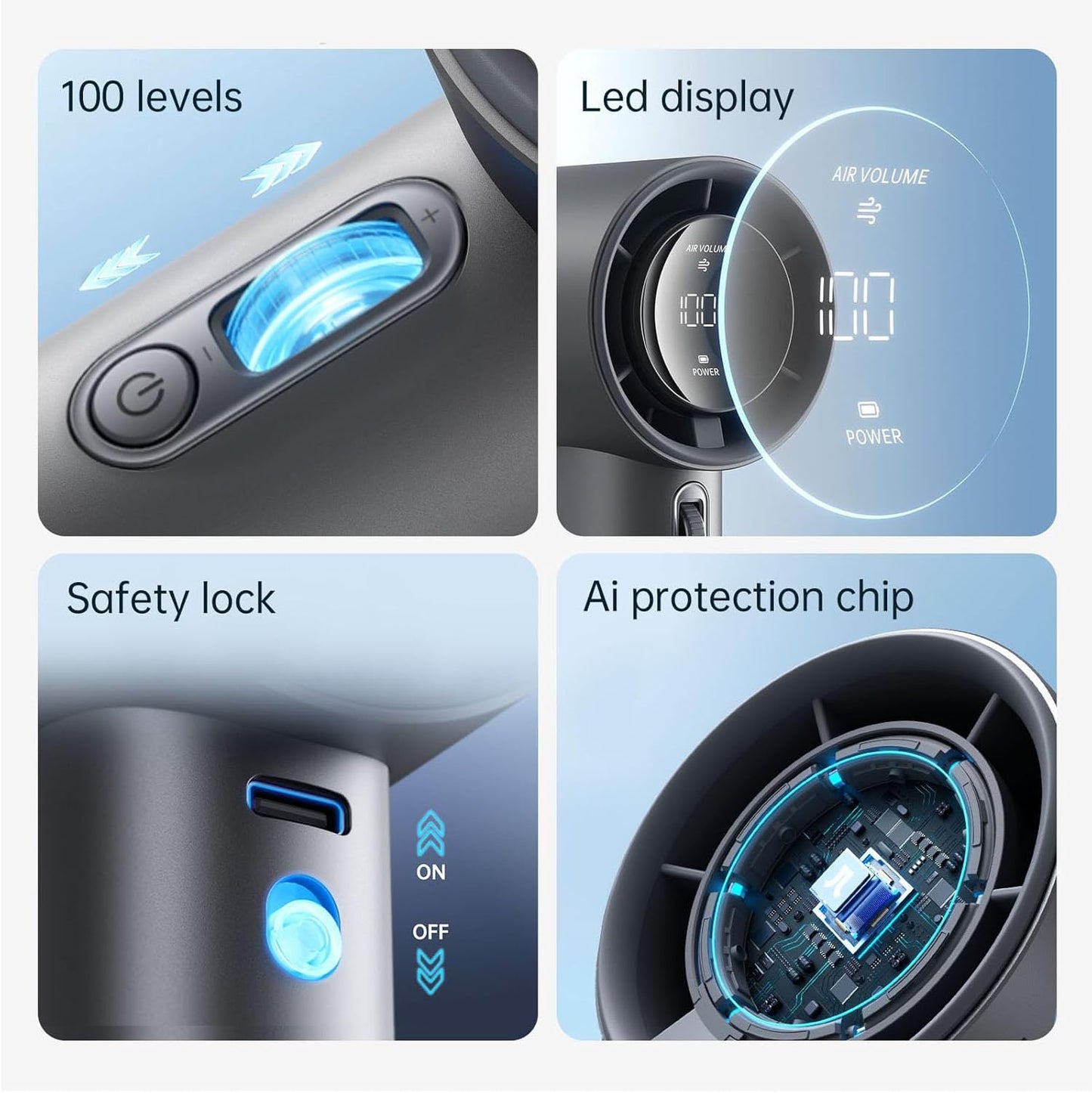 JISULIFE Portable Fan Pro1S 2025, 40Hrs Max Cooling Personal Handheld Fan with LED Display,Metal Shell,9700RPM Powerful,5000mAh battery,Travel Essentials Gifts for Women, Men-Dark Gray