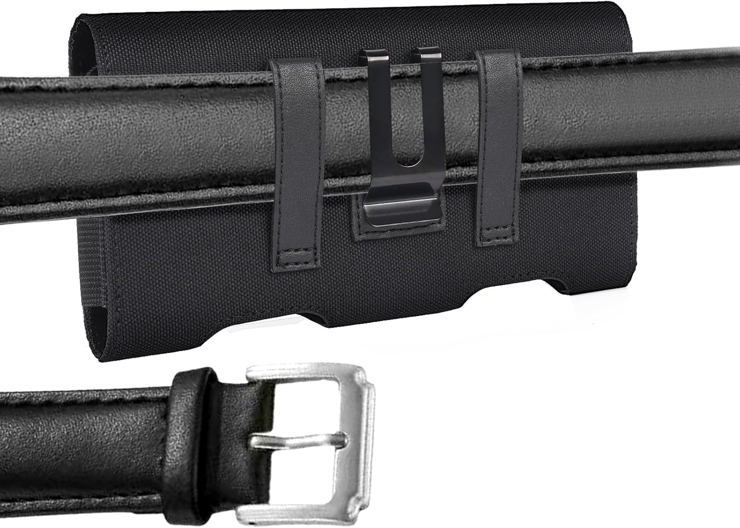 for iPhone 17 Pro Max Holster, BECPLT Nylon Holster Pouch Belt Clip Case and Loops Holder Cover for iPhone Air 16/15/14/13/12/11 Pro Max Galaxy S25 Plus S24+ Black