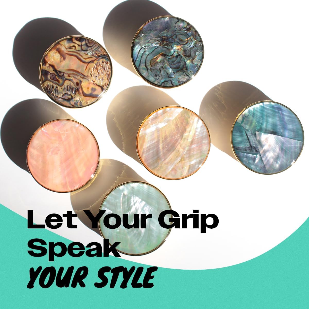 OnTheGrip Cute Natural Seashell Design Round Shape Collapsible Mobile Phone Grip Stand Holder for Smartphone Tablet Cell Phone Accessory (Crème)