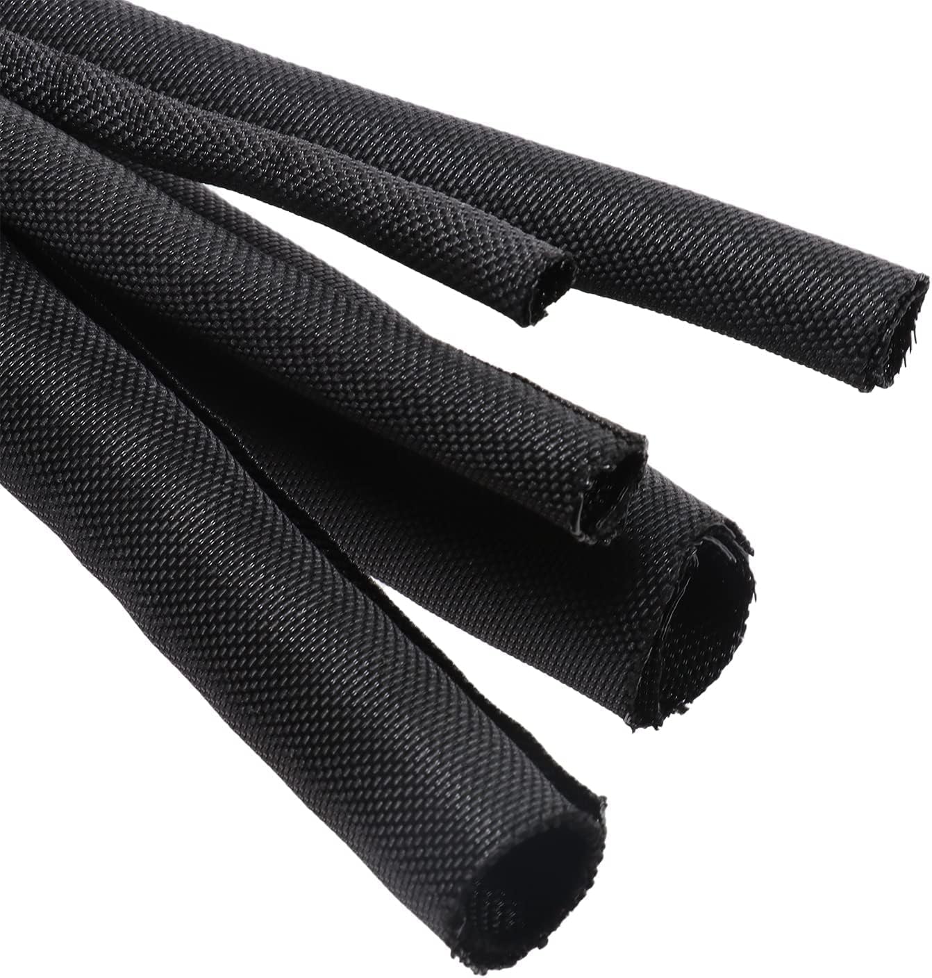 Braided Wire Loom Mesh Woven Black Split Sleeving for Automotive Wires/Audio Video Cable/Multi-Cable Strings (1/4" - 28 Feet)