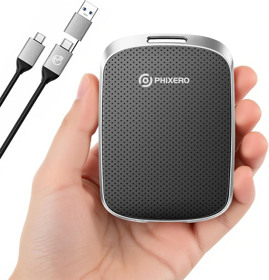 PHIXERO P5PLUS Portable SSD 256GB Up to 550MB/s, USB 3.2 Gen 2 External Solid State Drive，USB C to C&A for Smartphone，Tablet，PC，Labtop (Black)