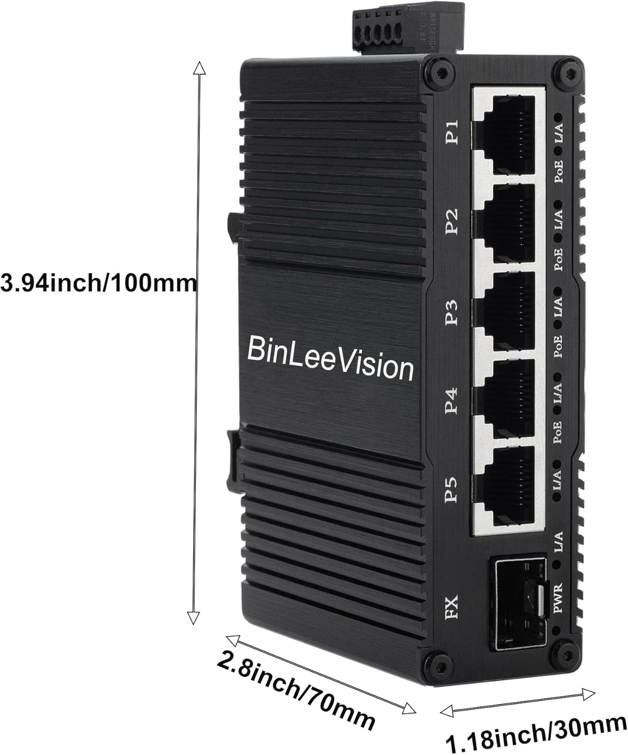 Industrial Mini Gigabit Ethernet Switch 5-Port RJ45 10/100/1000BASE-T+1-Port SFP Slot,Unmanaged Network Switch,Network Hub,Dinrail Mount or Wall-Mount,Plug & Play,Fanless (5 RJ45+1 SFP with PoE)