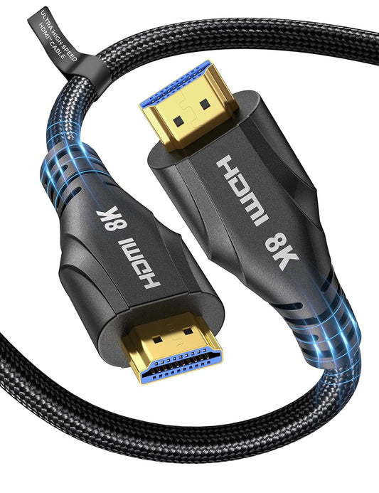 Long HDMI Cable 30FT - 8K 60hz, High Speed HDMI Cable 4K 120hz Braided,48Gbps,HDCP 2.2&2.3,eARC - Compatible with HDTV,Projector,Monitor and More