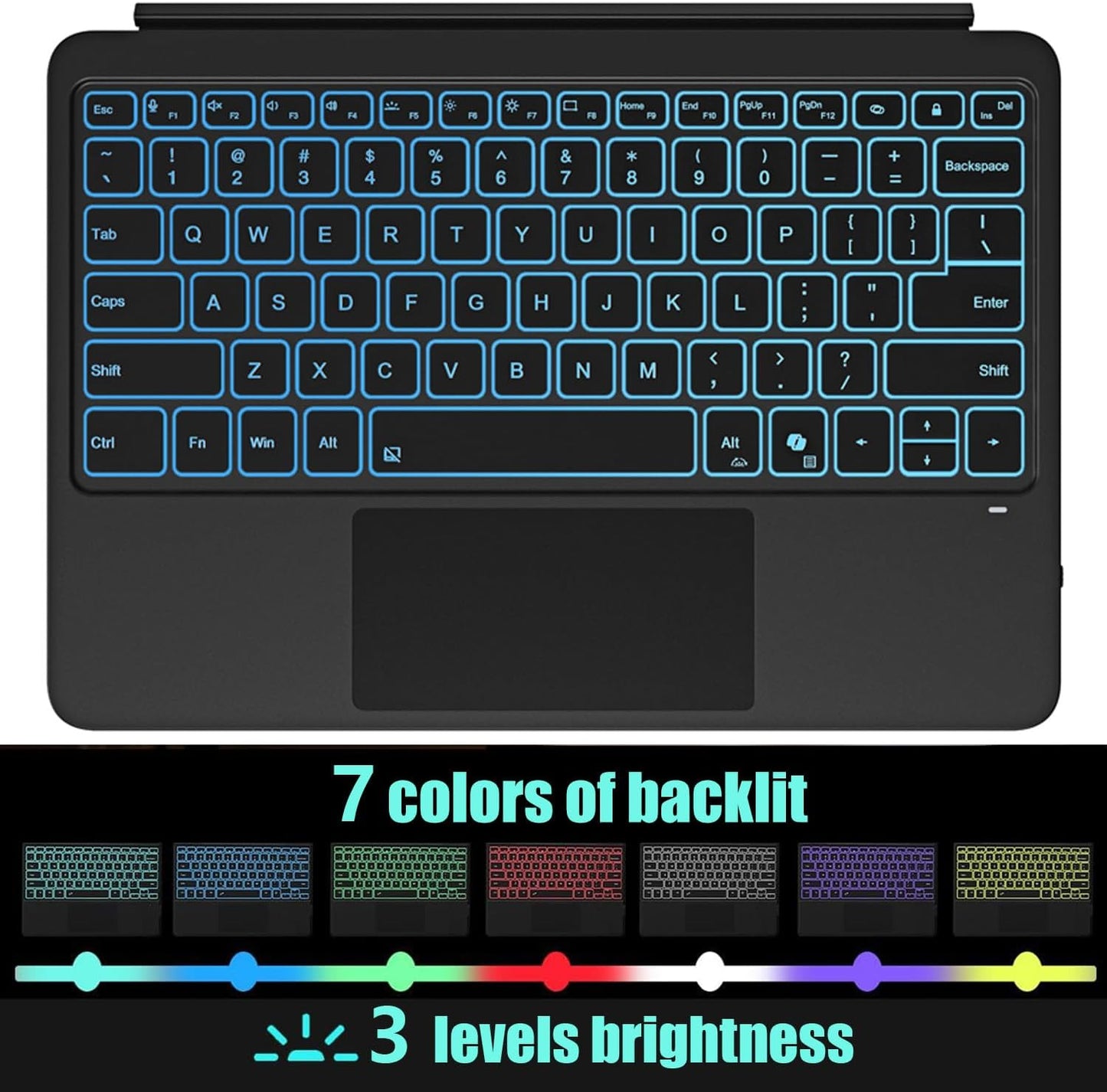 Magnetic Bluetooth Keyboard Cover for Surface Pro 12" 1st 12 inch Laptop Released in 2025 with Backlit (Dark Grey)