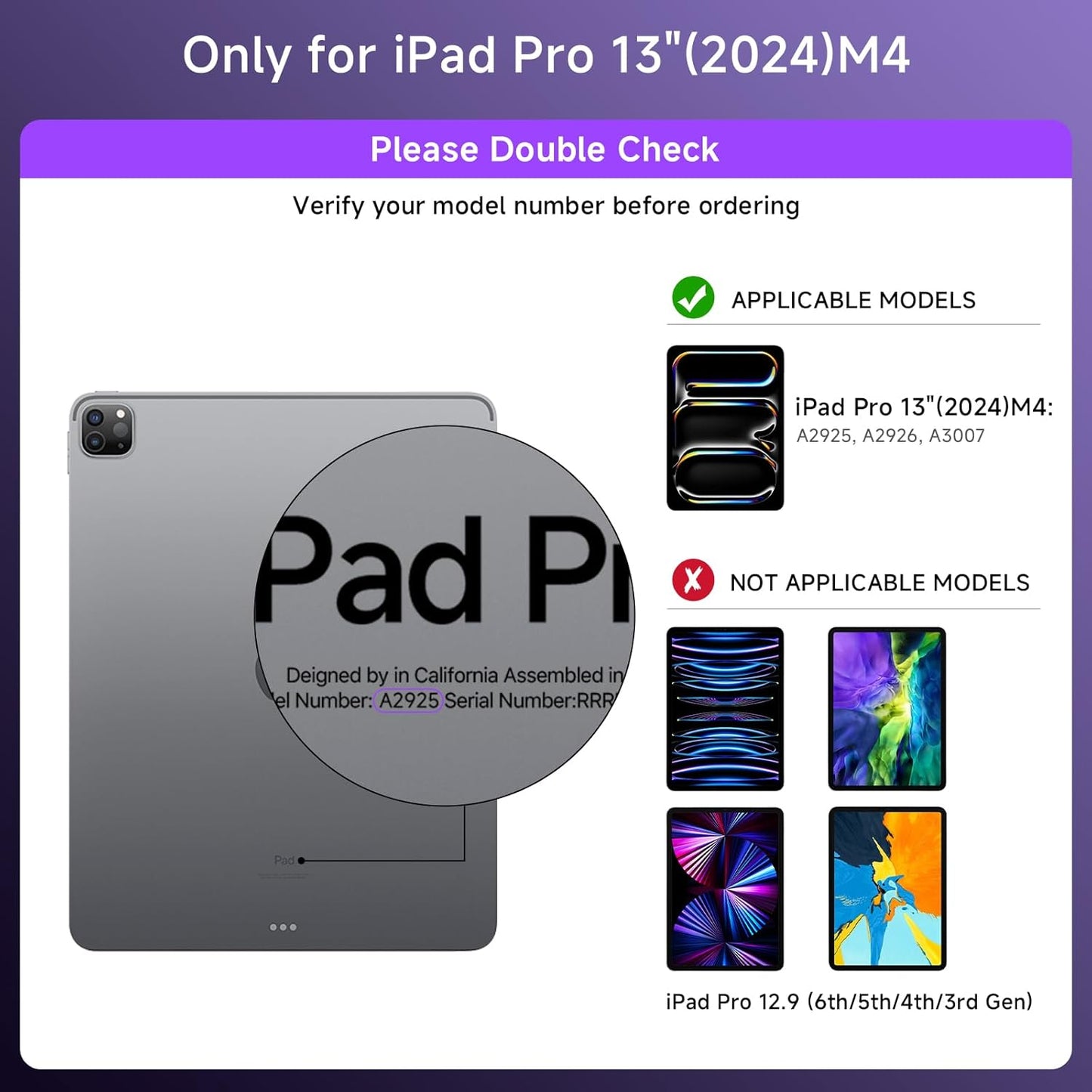 Transparent Case with Keyboard for 2024 iPad Pro 13 inch (M4), iPad Pro 13,7-Color Backlit,Magic Wireless Keyboard, 360°Rotating,Multi-Touch trackpad,Pencil Holder,with Shortcuts,Purple