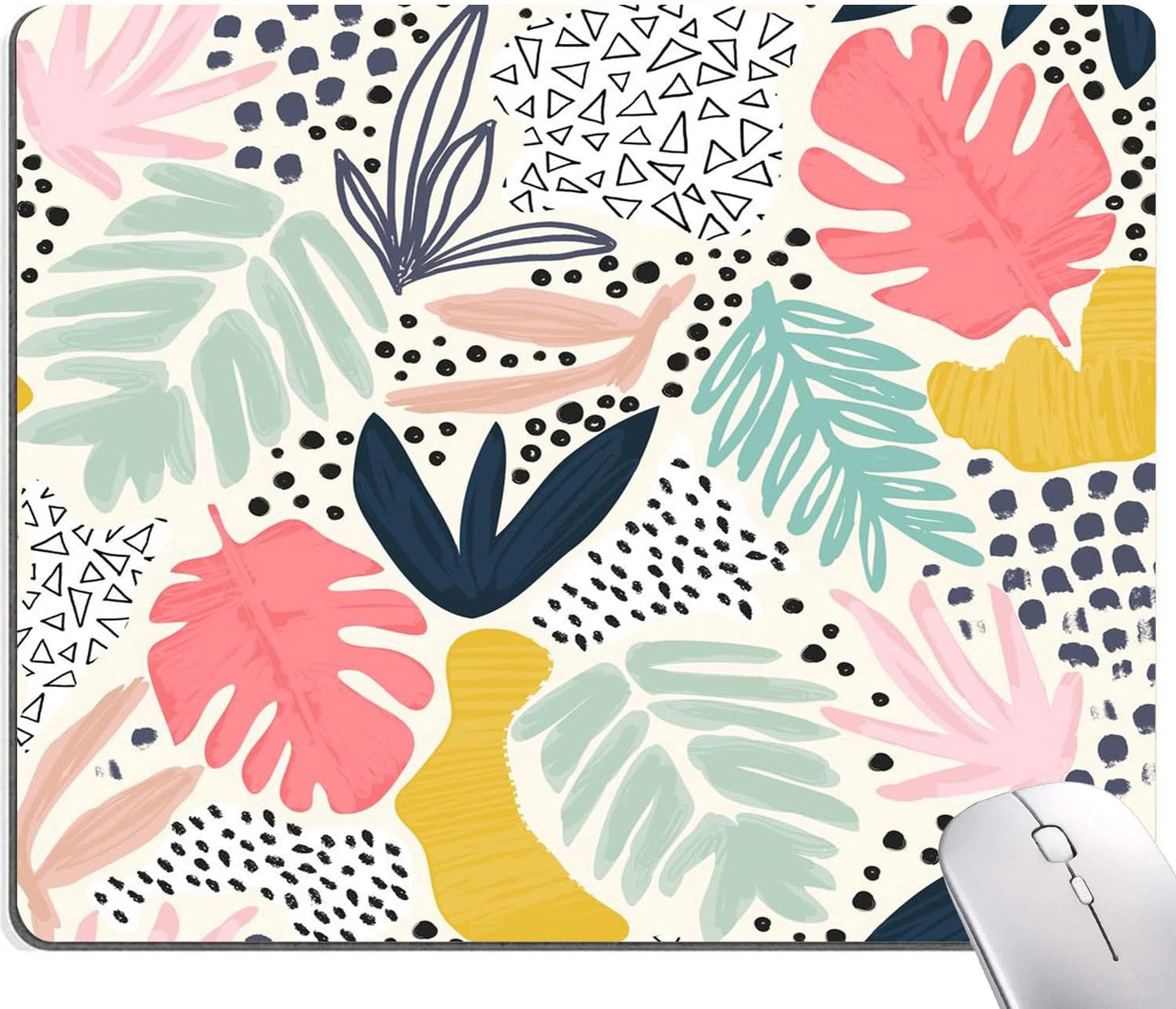 Mouse Pad, Abstract Leaves Mouse Pad, Square Mouse Mat Waterproof Non-Slip Rubber Base Mouse Pads