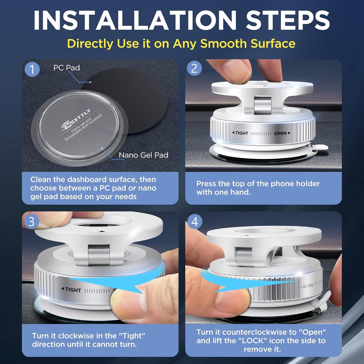 Vacuum Magnetic Phone Holder for Car Suction Cup Phone Mount Adjustable Suction Phone Mount 2026 Upgraded Vacuum Magnetic Phone Stand for All Smartphones White