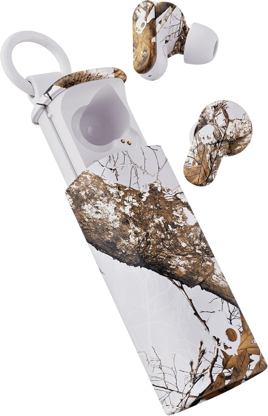 Skullcandy Dime Evo Wireless Earbuds, Bluetooth Headphones, Noise Isolating Fit, Up to 36 Hours Battery, Microphone for iPhone Android, Easy Carry with Clip-Anywhere Case - Realtree Edge Colors White