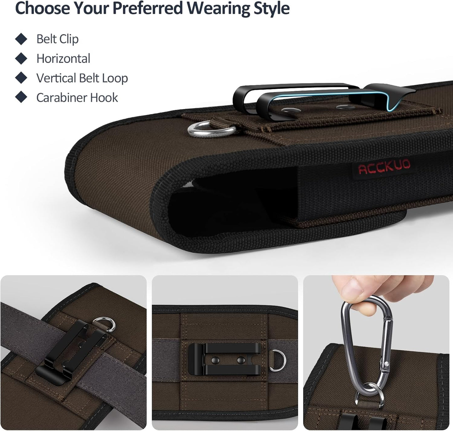 Phone Holster for Belt with Metal Clip and Magnetic Closure Compatible with iPhone 16/15/14/13/12 Pro and Non-Pro, Galaxy S25 S24 S23 S22 for Everyday Protection, M-Coffee