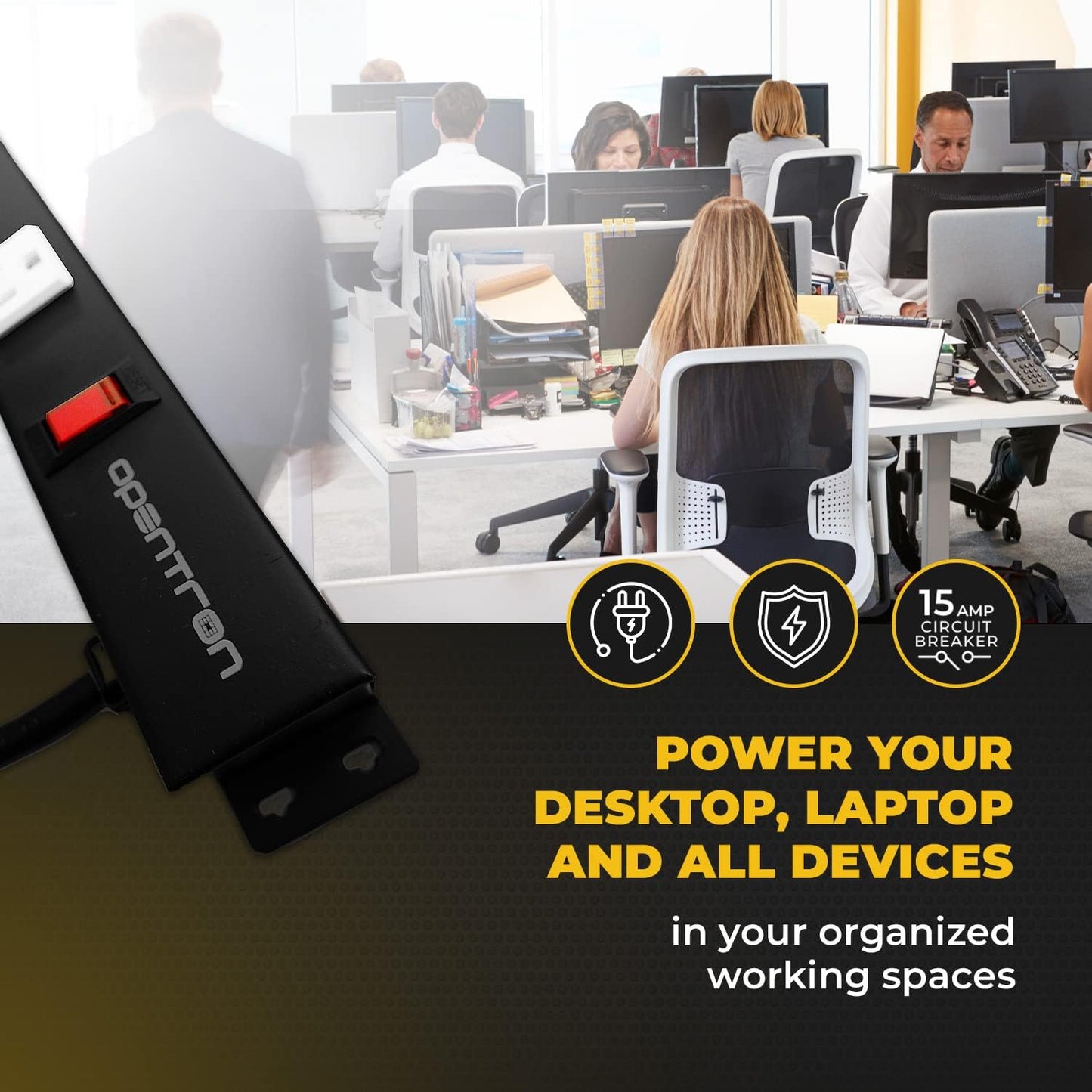 12 Outlets 4 Feet Body Heavy Duty Metal Surge Protector Power Strip (12 outlets 15 feet Power Cord 4 feet Body)