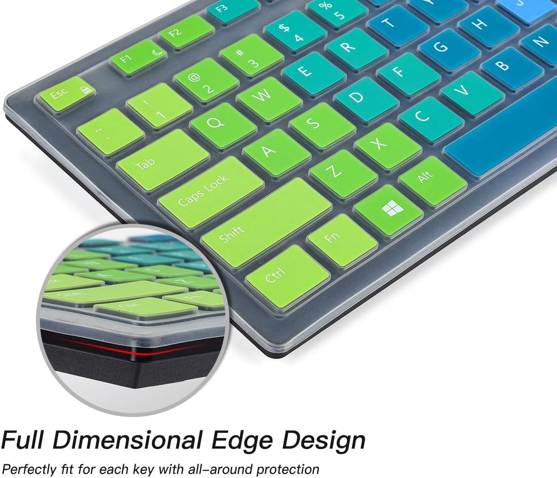 Colorful Keyboard Cover for Dell KM636 Wireless Keyboard/Dell KB216 KB216t KB216p Wired Keyboard/Dell Optiplex 5250 3050 3240 5460 7450 7050/Dell Inspiron AIO 3475/3670/3477 All-in one Desktop,Rainbow
