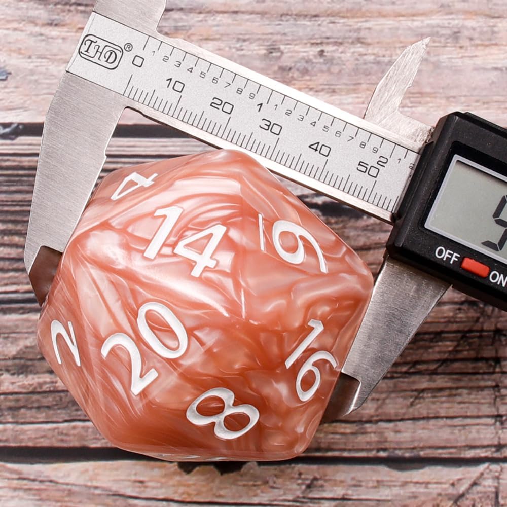 20 Sided DND Dice,D20 Giant Polyhedral Dice,55mm Titan Large Pearl Color D20 Dice,20 Sided Cube D&D Dice Set for Dungeons and Dragons, RPG, MTG Table Games(Beige Pearl)