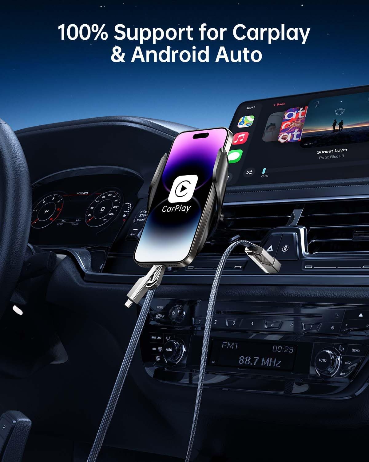 [One is Enough] 4-in-1 Compatible with USB C to Lightning Cable, 60W High-Speed Charging & Fast Data Transfer,CarPlay & Android Auto Support Multi Charger Cord Combo for iPhone/Samsung/iPad,5FT