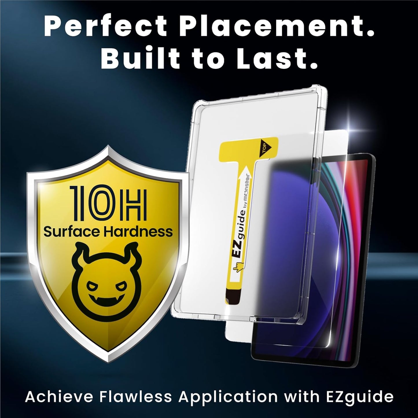 BELLEMOND Tempered Glass Screen Protector for Galaxy Tab S10 FE / S9 FE / S9 / S8 / S7 (10.9”/11”) | Ultra Clear | EZ Guide Kit for Flawless Install | 10H | 1 Pack | Designed in Japan