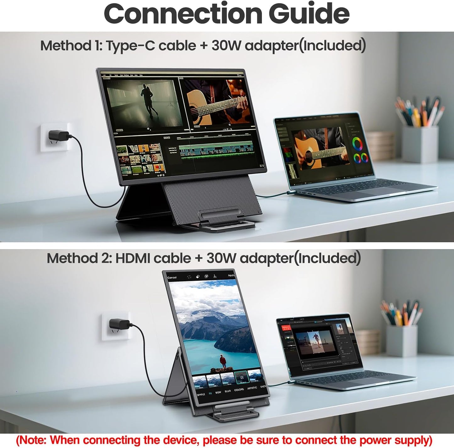 23.8'' Portable Monitor,FHD 1080P 100Hz IPS Laptop Screen Extender,USB-C HDMI Large Office Gaming Second Monitor Extender with Detachable Stand for Mac Windows PS5 Xbox Switch(Built-in Speakers)